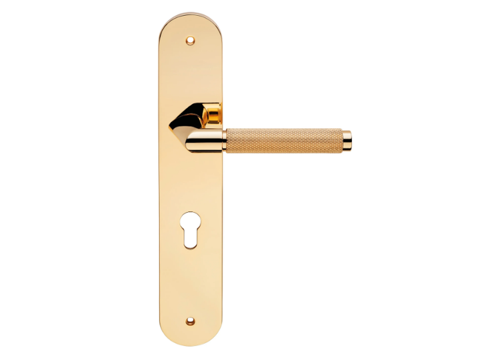 GRIP - Brass door handle on back plate _ LINEA CALI'